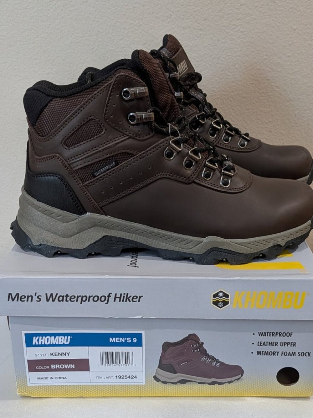 New Khombu Kenny Men's Waterproof Hiker Shoes Brown 9